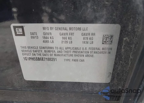 2014 Chevrolet Cruze Eco Auto z USA, uszkodzony, nr VIN 1G1PH5SB6E7188291